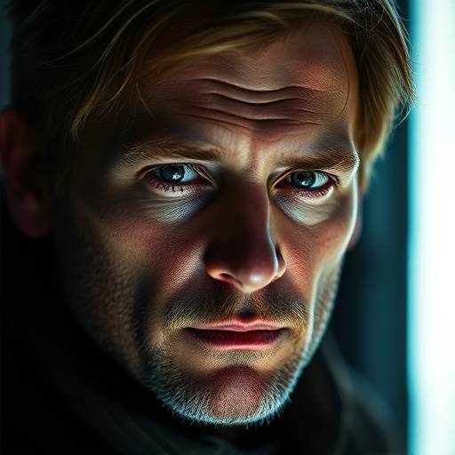 A striking image of Sergei Morozov, a cinematographer known for his innovative lighting techniques.