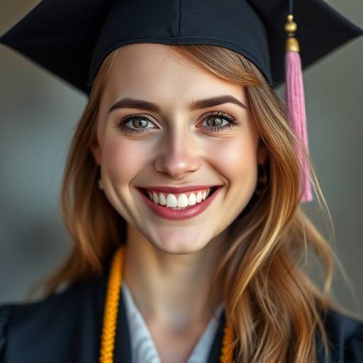 Portrait of Daria Smirnova, beaming after completing several courses at the Academy.